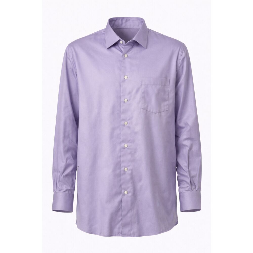 Pronto Uomo Non Iron Dress Shirt 16 1/2 32/33 Purple Button Down Long Sleeve